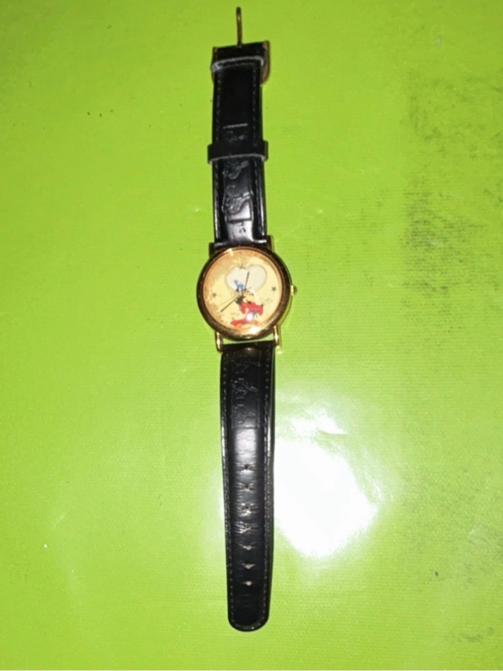 Disney Black Strap Gold-Tone Mickey Mouse Wrist Watch